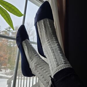 Suede Ballet Flats In Navy